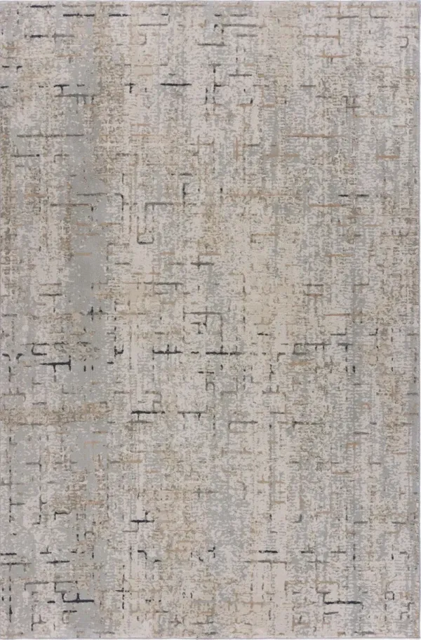 9.5' x 13' Abstract Area Rug - Cream