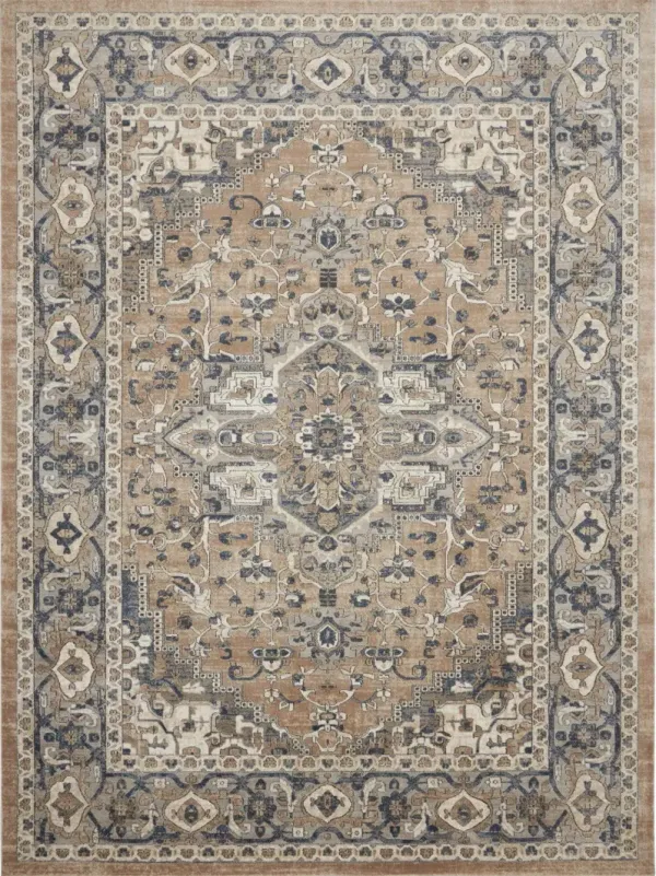 8' x 10' Floral Power Loom Polypropylene Area Rug - Ivory