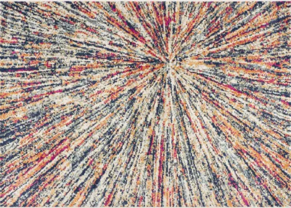 2' x 3' Abstract Washable Non Skid Area Rug - Ivory Blue And Orange