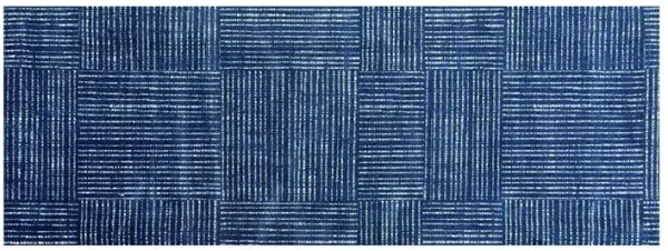 2' x 6' Striped Washable Runner Rug With UV Protection - Navy Blue