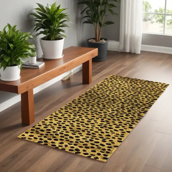 2' x 6' Leopard Print Washable Runner Rug With UV Protection - Bronze