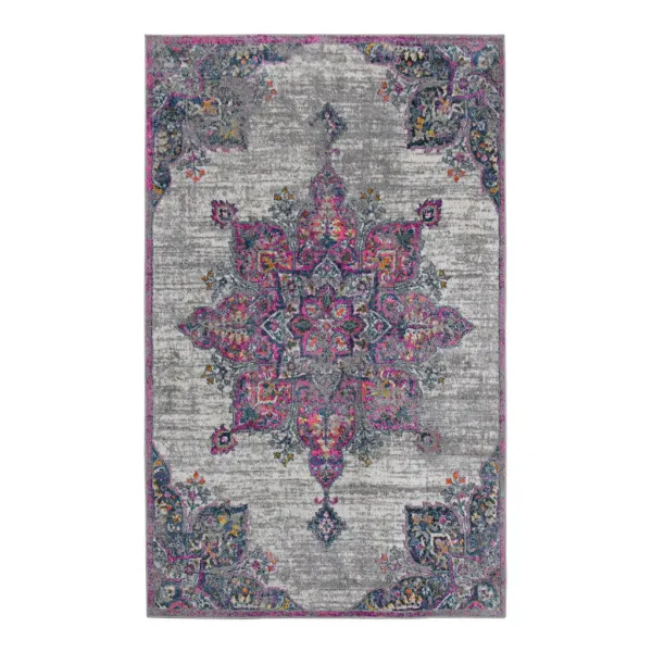 9' x 12' Medallion Power Loom Area Rug - Pink