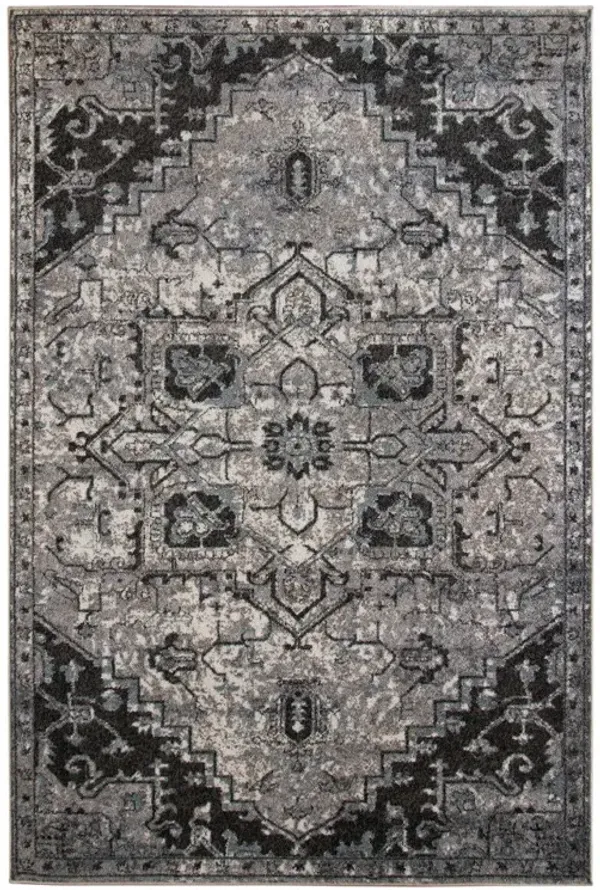 9' x 12' Medallion Power Loom Area Rug - Black And Gray