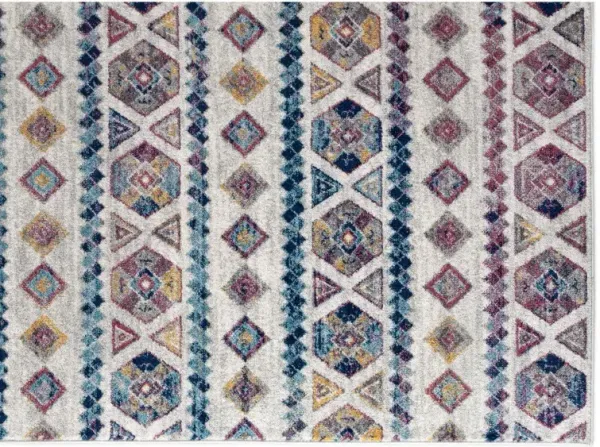 2' x 3' Geometric Power Loom Area Rug - Ivory Blue And Orange