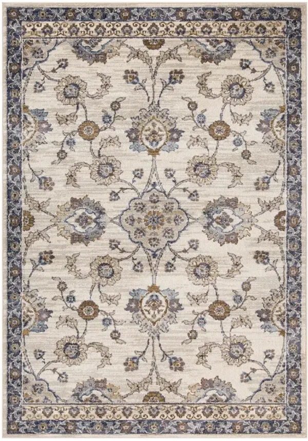 8' x 10' Floral Power Loom Area Rug - Ivory Charcoal And Navy