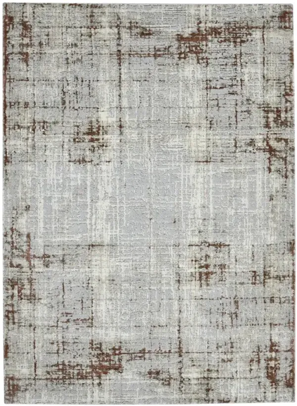 2' x 3' Abstract Power Loom Area Rug - Ivory Red And Gray