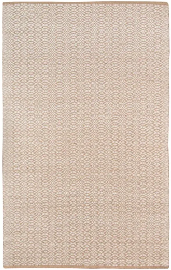 8' x 10' Geometric Flatweave Handmade Area Rug - White And Tan