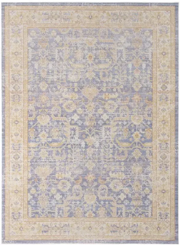 2' x 3' Oriental Power Loom Worn Faded Area Rug - Yellow And Blue