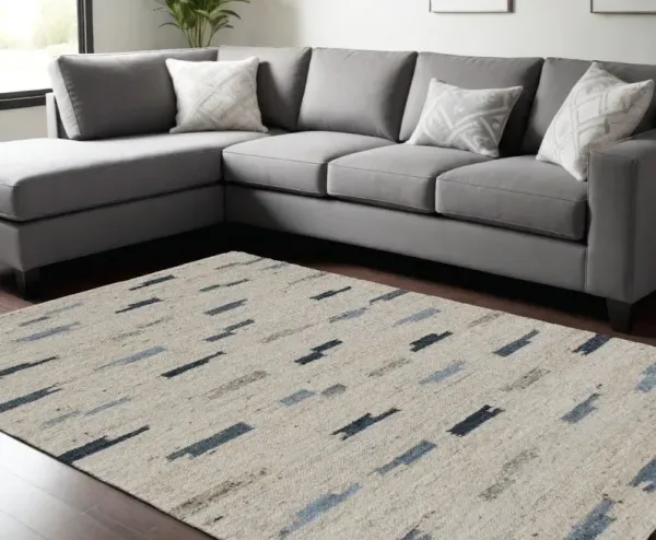 8' x 10' Abstract Hand Woven Area Rug - Blue And Gray