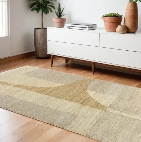 9' x 12' Abstract Hand Woven Area Rug - Natural And Ivory