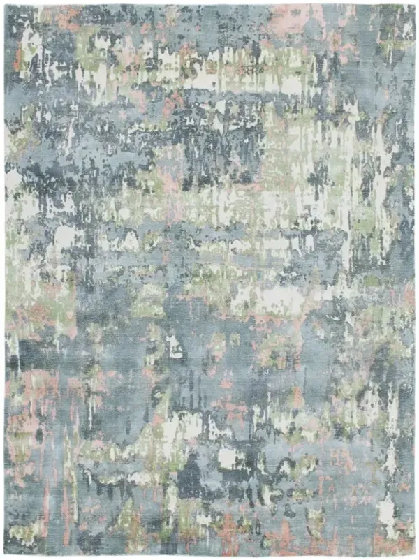 7.8' x 9.8' Abstract Hand Loomed Area Rug - Gray And Yellow