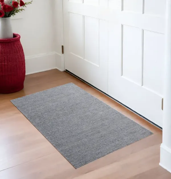 2' x 3' Wool Striped Hand Woven Area Rug - Gray