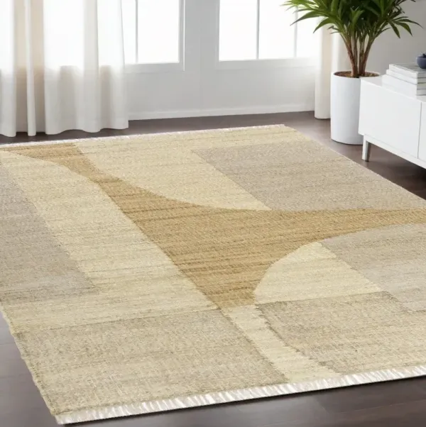 5' x 8' Abstract Hand Woven Area Rug - Natural And Ivory