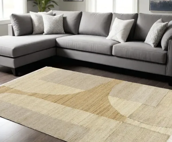 10' x 14' Abstract Hand Woven Area Rug - Natural And Ivory