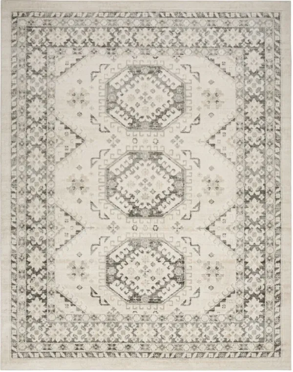 5.3' x 7.3' Geometric Distressed Area Rug - Gray