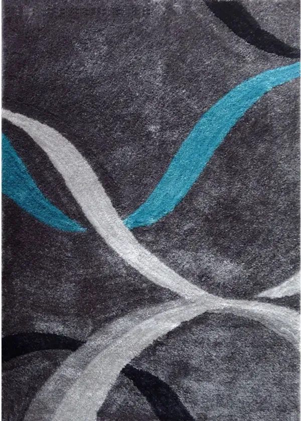 5' x 7' Shag Hand Tufted Area Rug - Gray And Silver