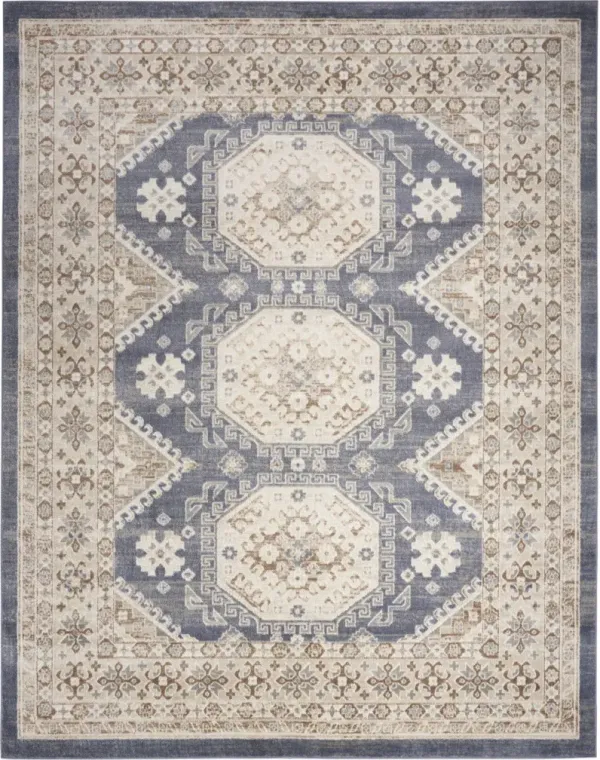 5.3' x 7.3' Geometric Distressed Area Rug - Blue