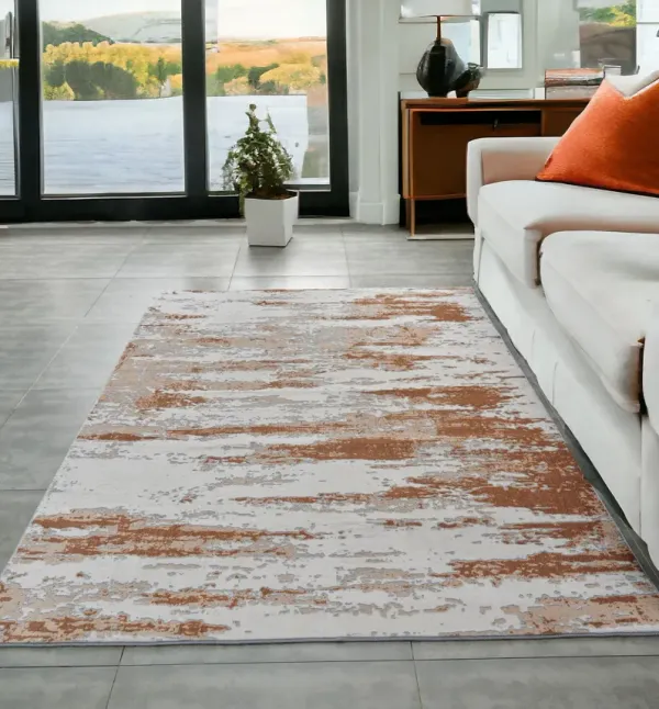 5' x 7' Abstract Printed Washable Non Skid Area Rug - Gray And Brown