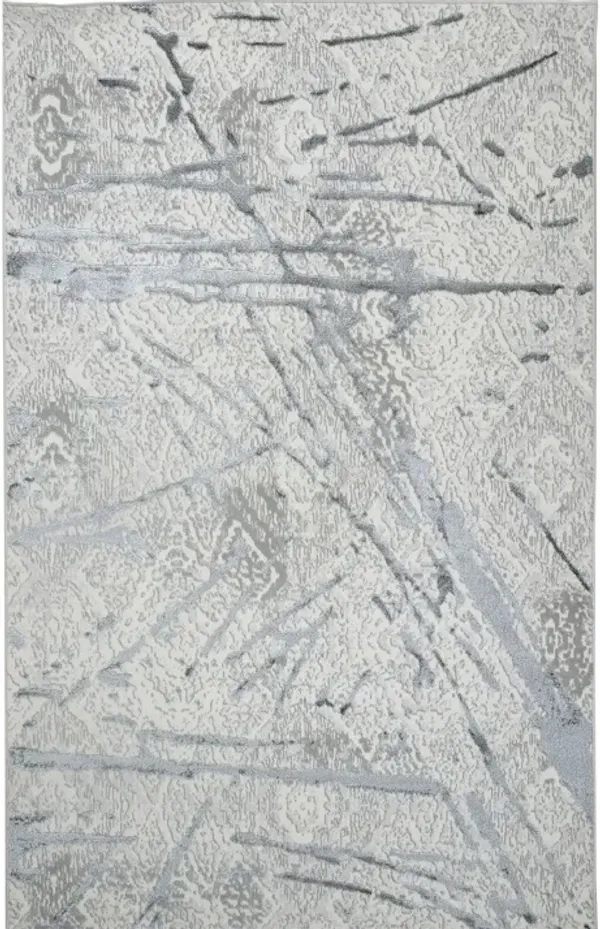 4' x 6' Abstract Area Rug - Gray And Silver