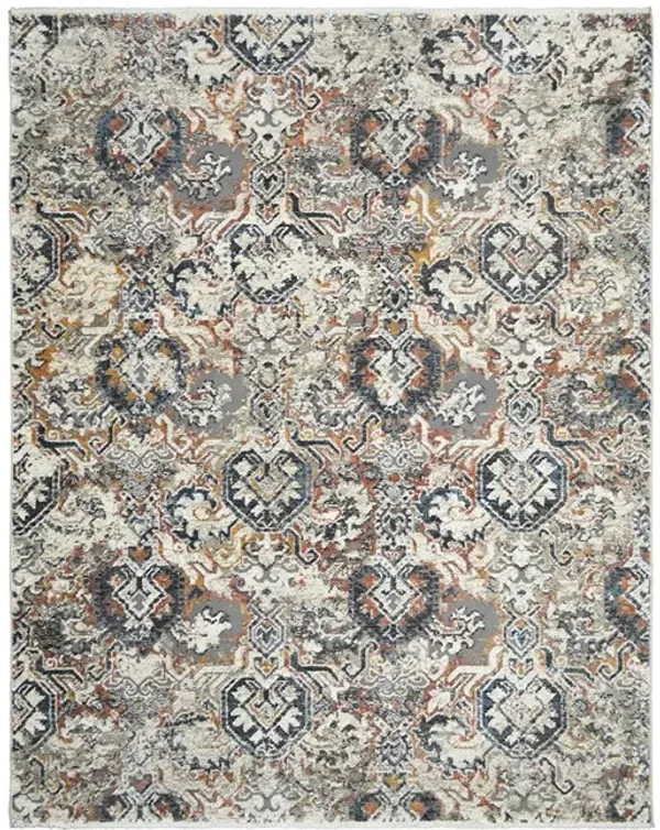 7.7' x 9.7' Oriental Distressed Area Rug With Fringe - Rust