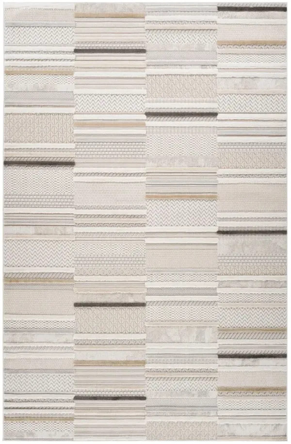 4' x 6' Abstract Distressed Area Rug - Gray And Beige