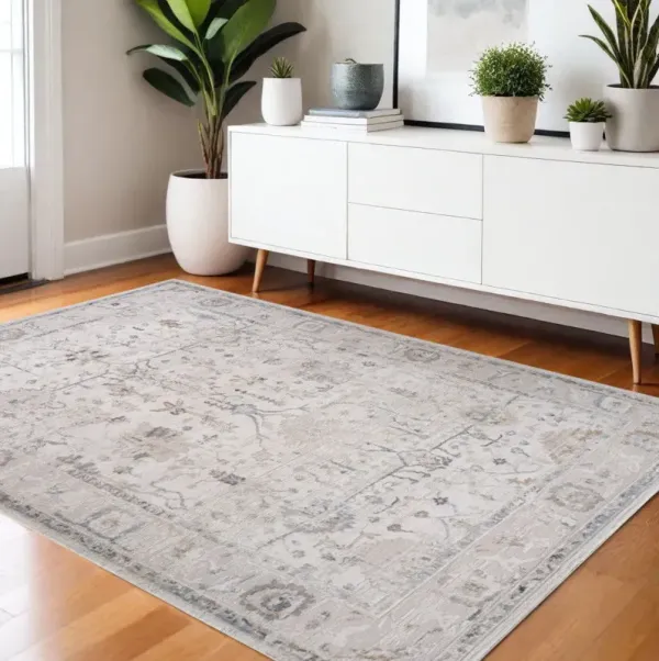 4' x 6' Abstract Distressed Area Rug - Beige And Ivory