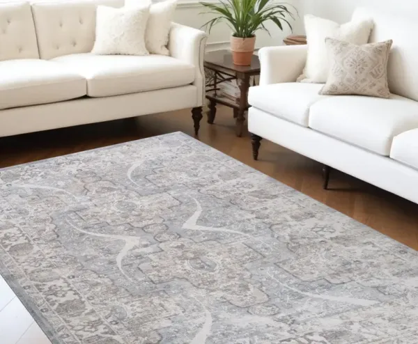 8' x 11' Abstract Distressed Area Rug - Blue And Gray