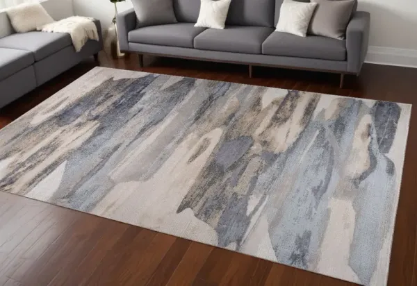 8' x 11' Abstract Distressed Area Rug - Blue And Beige
