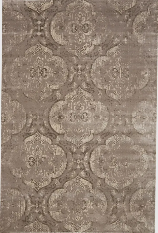 5' x 8' Ikat Power Loom Area Rug - Brown And Ivory