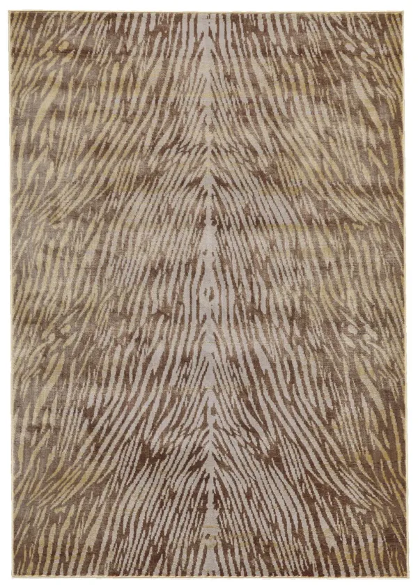 8' x 11' Animal Print Power Loom Area Rug - Brown And Tan