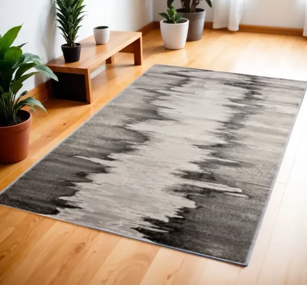 4' x 6' Abstract Power Loom Area Rug - Gray Ivory And Taupe
