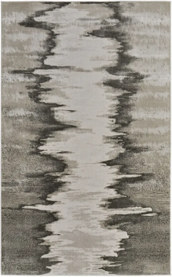 8' x 10' Abstract Power Loom Area Rug - Gray Ivory And Taupe