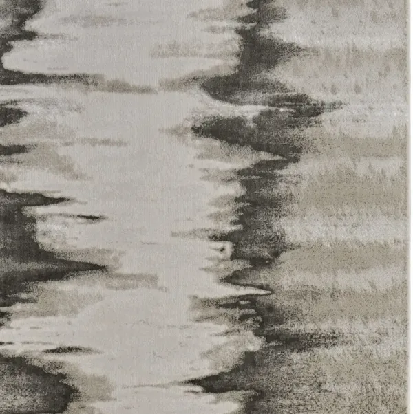 10' x 13' Abstract Power Loom Area Rug - Gray Ivory And Taupe