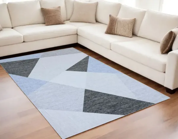 5' x 8' Geometric Area Rug - Blue And Gray