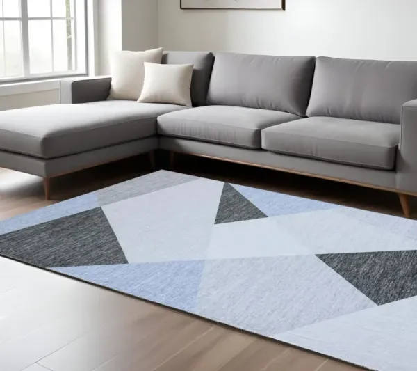 8' x 11' Geometric Area Rug - Blue And Gray