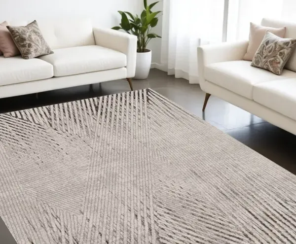 8' x 11' Area Rug - Gray And Ivory