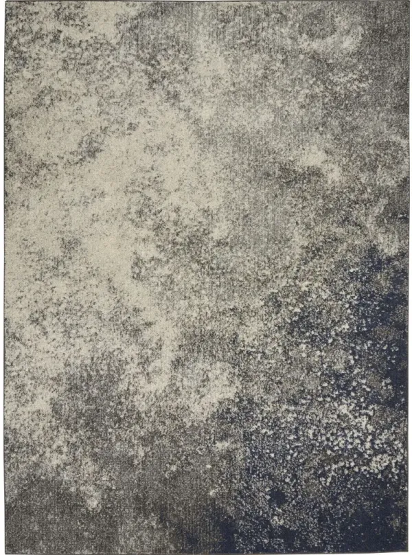 5.3' x 7.3' Abstract Power Loom Area Rug - Gray And Ivory