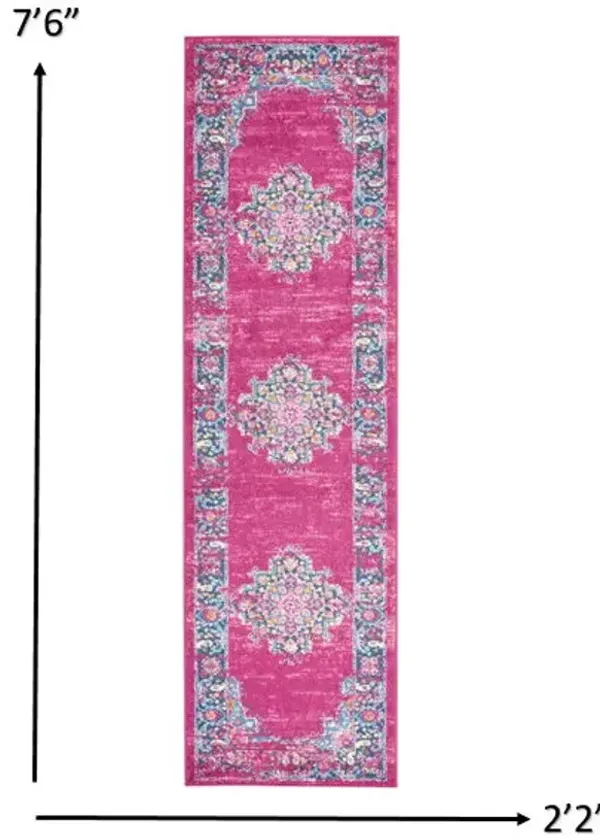 8' Power Loom Runner Rug - Fuchsia