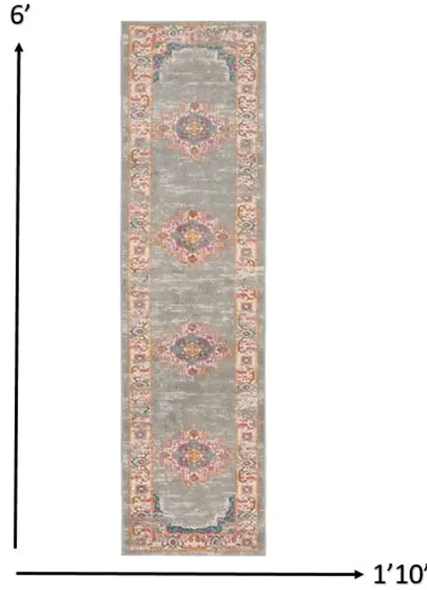 6' Power Loom Runner Rug - Gray