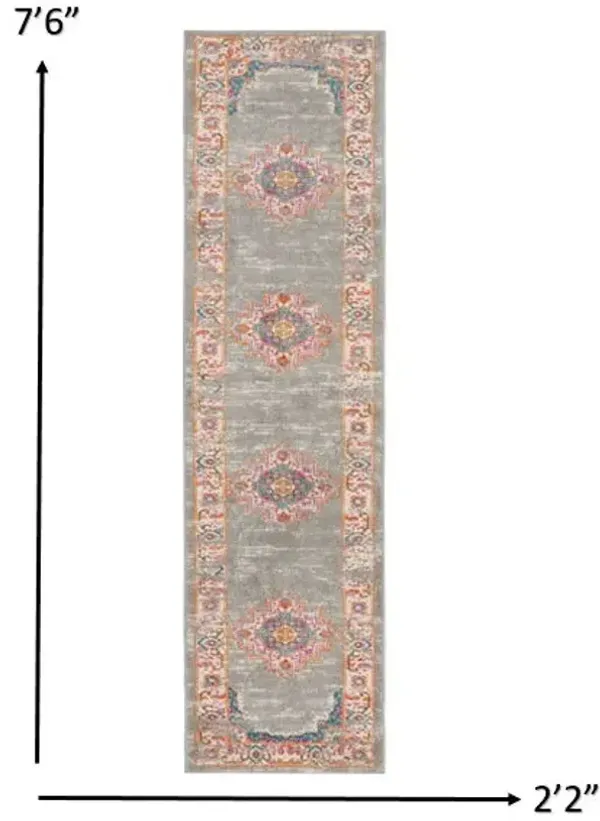8' Power Loom Runner Rug - Gray