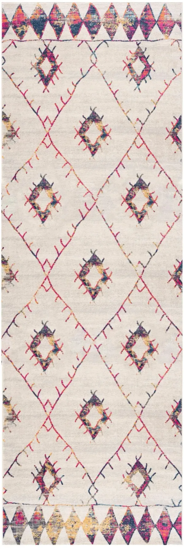 10' Geometric Runner Rug - Ivory And Gold