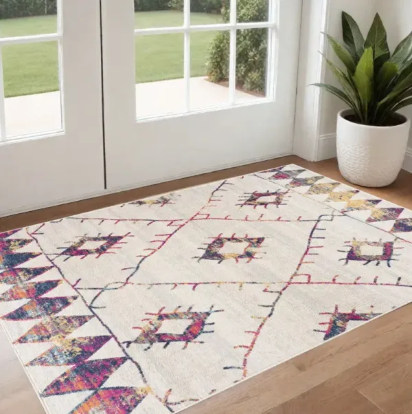 3' x 5' Damask Area Rug - Cream