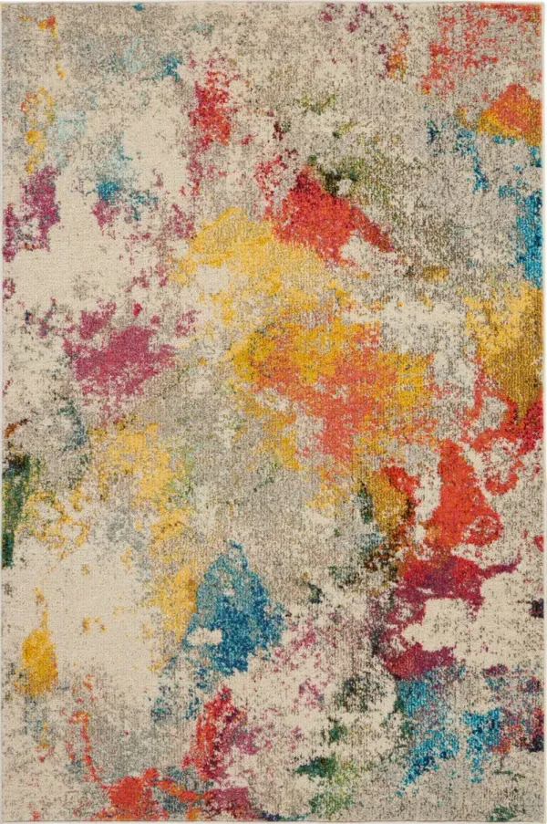 5' x 7' Abstract Power Loom Non Skid Area Rug - Ivory