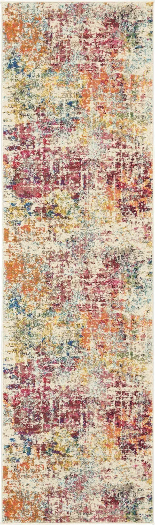 2' x 8' Abstract Power Loom Distressed Non Skid Runner Rug - Pink