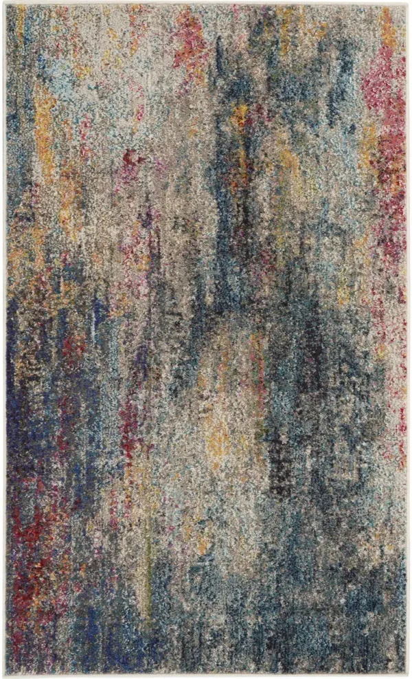 3' x 5' Abstract Power Loom Non Skid Area Rug - Multicolor