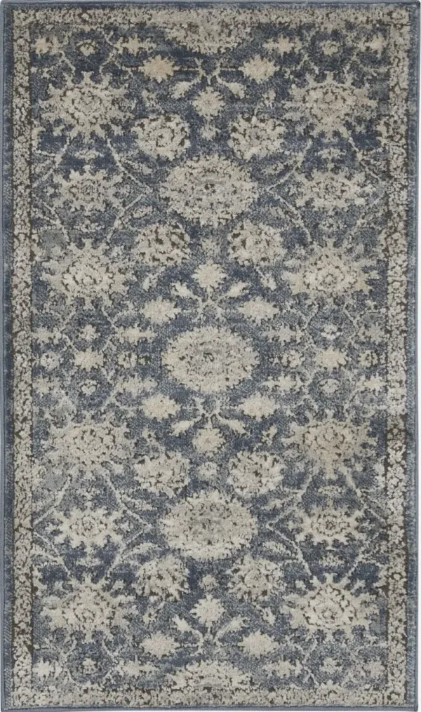 2' x 4' Oriental Non Skid Area Rug - Blue And Beige