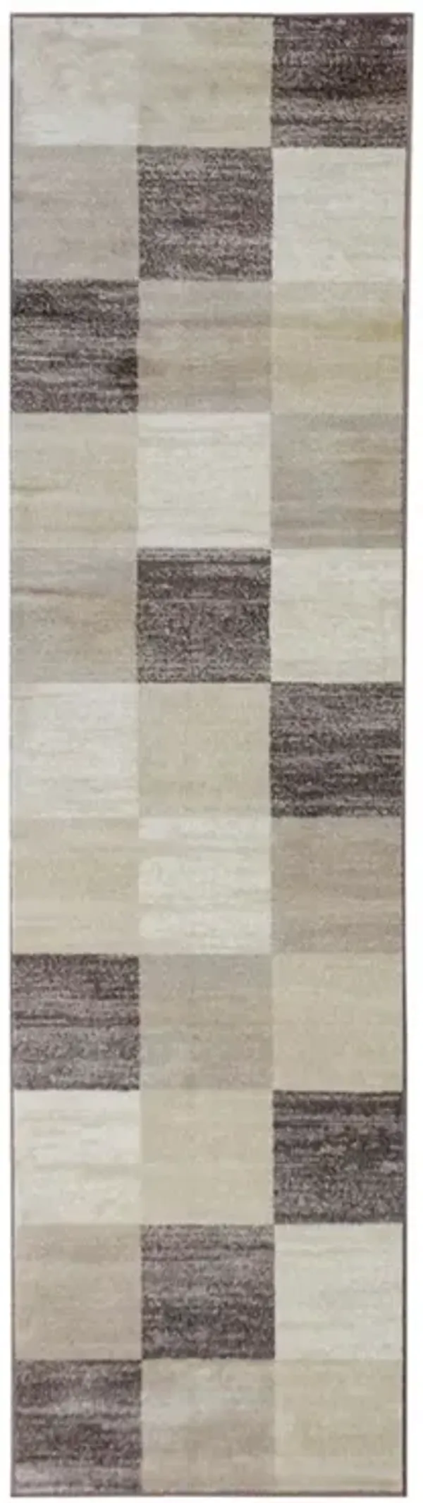 8' Geometric Power Loom Stain Resistant Runner Rug - Beige