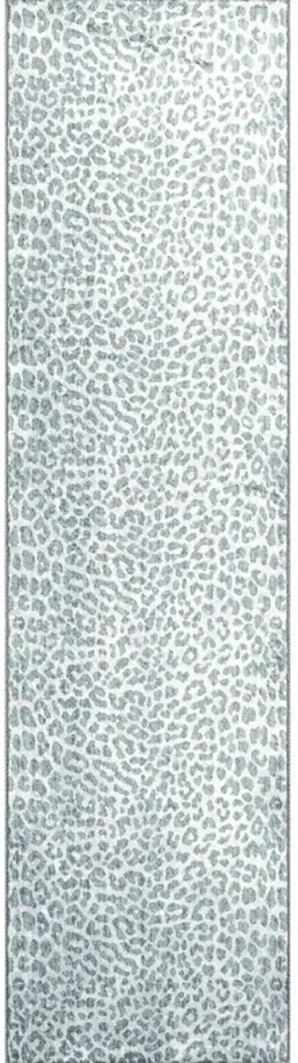 2' x 8' Leopard Print Shag Handmade Non Skid Runner Rug - Gray