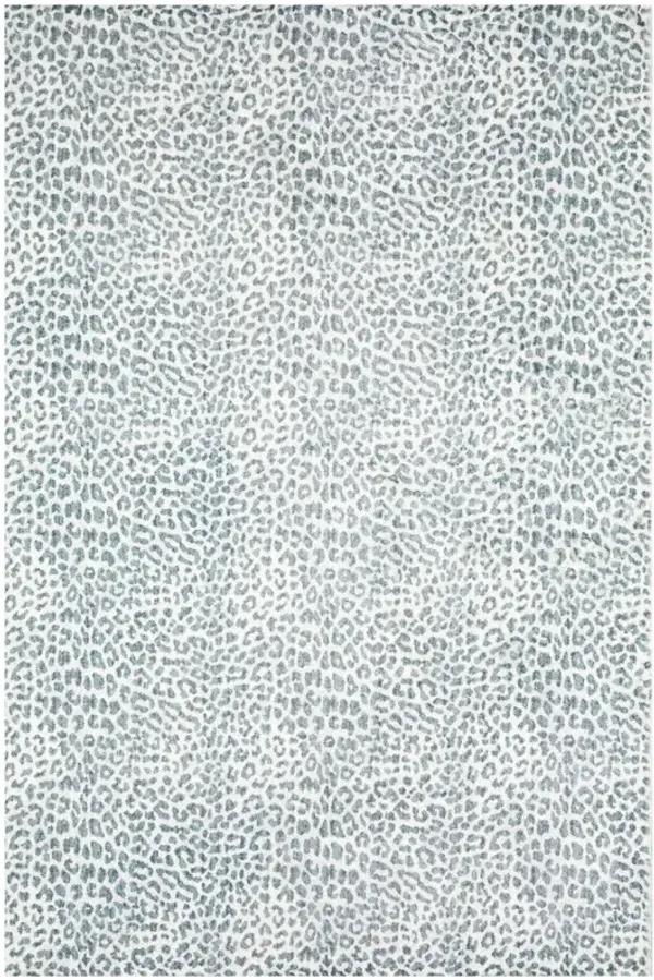 8' x 10' Leopard Print Shag Handmade Non Skid Area Rug - Gray