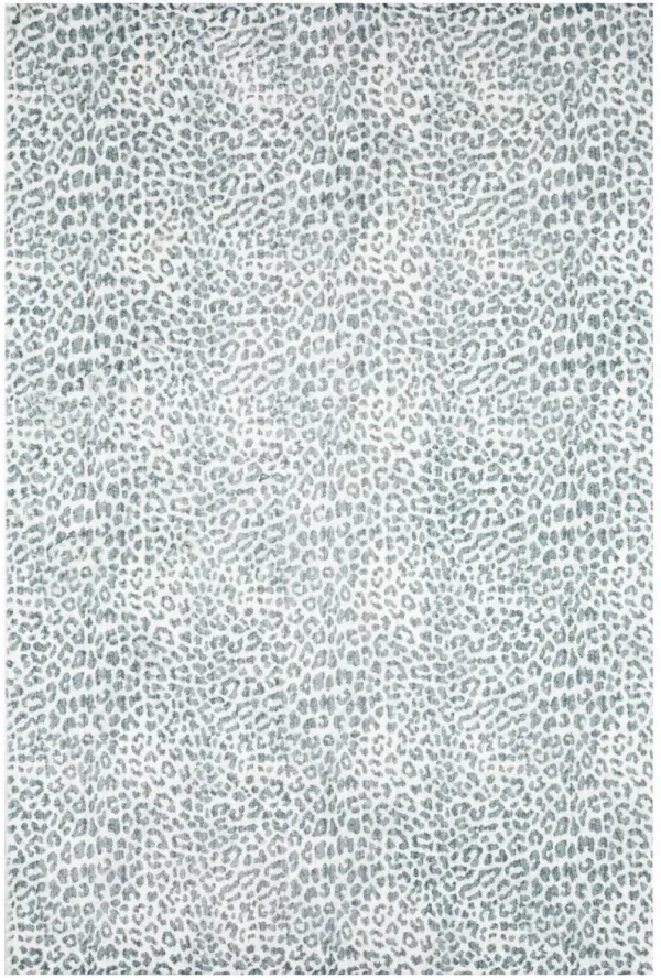 8' x 8' Leopard Print Round Shag Handmade Non Skid Area Rug - Gray